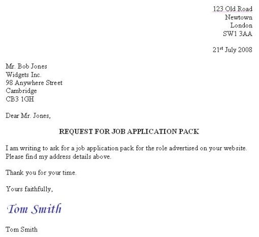 application letter format. letter looks like this: